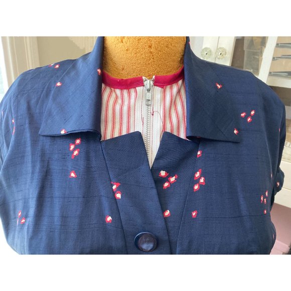 Vintage 1950s Dress - Blue Rayon - Picture 3 of 4